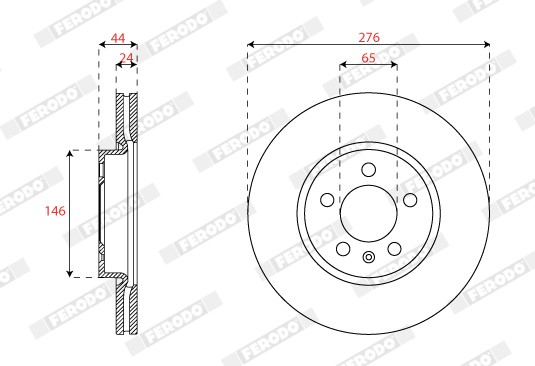 Ferodo DDF2664C Brake Disc for Audi, Seat, Skoda, VW