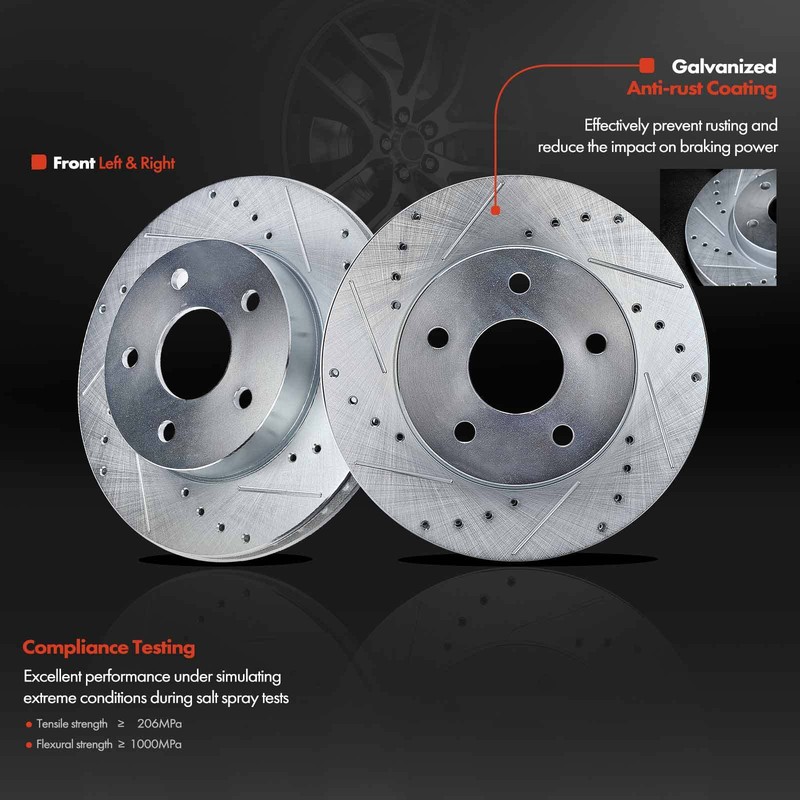 Front Drilled & Slotted Brake Rotors for Jeep Grand Cherokee 1999-2004 4.0L 4.7L gallery