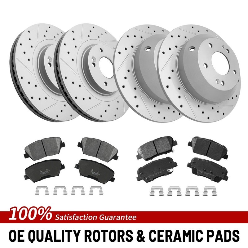 Front Rear Brake Rotors Ceramic Pad Kit For Hyundai Santa Fe Sport Kia Sorento