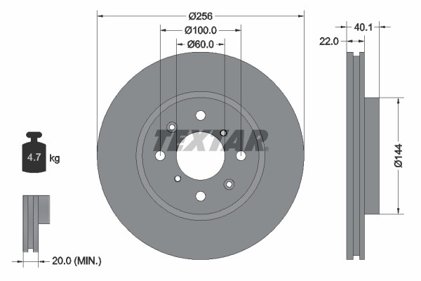Textar 92232803 Brake Disc for Suzuki