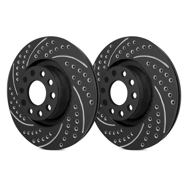 For Kia Sephia 98-01 Double Drilled & Slotted 1-Piece Rear Brake Rotors