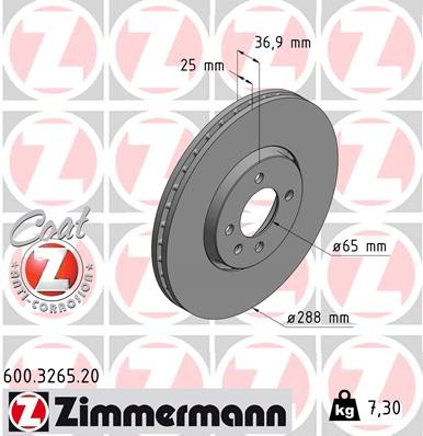 Zimmermann 600.3265.20 Brake Disc for VW gallery