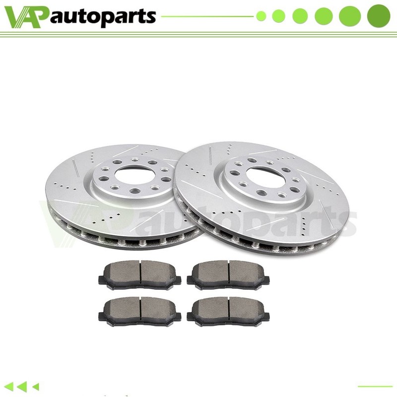 Drilled & Slotted Front Brake Pads And Rotors Kit For Dodge Dart 2013-2016 305mm