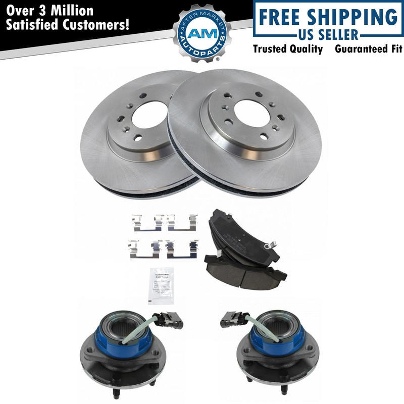 Wheel Hub Ceramic Brake Pad Rotor Front Kit w/Chemicals