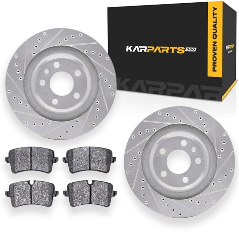 For Audi A6 2014-2018 Rotor Set | Silver | Drilled And Slotted Rotor Style