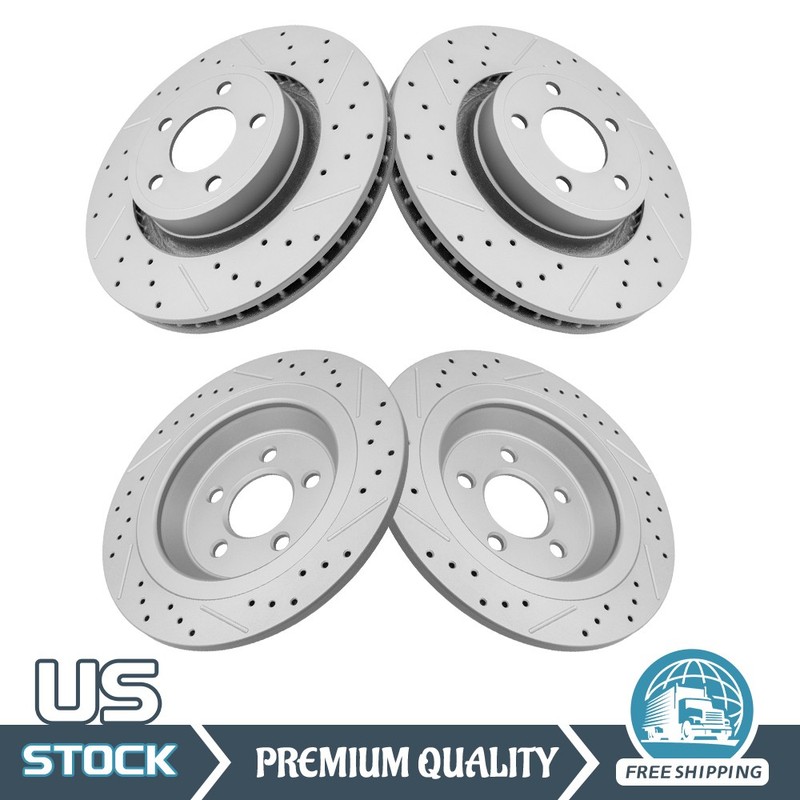 320mm Front & Rear Drilled Brake Rotors for 2015 2016 2017 – 2023 Ford Mustang