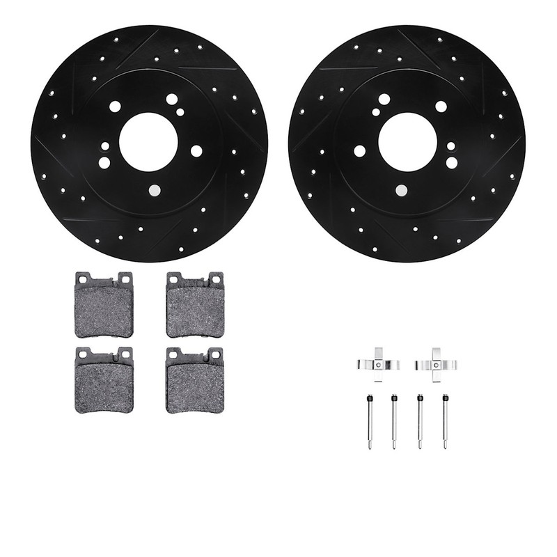 WHTH1-63052 R1 Concepts Brake Disc and Pad Kits 2-Wheel Set Rear for MB Mercedes