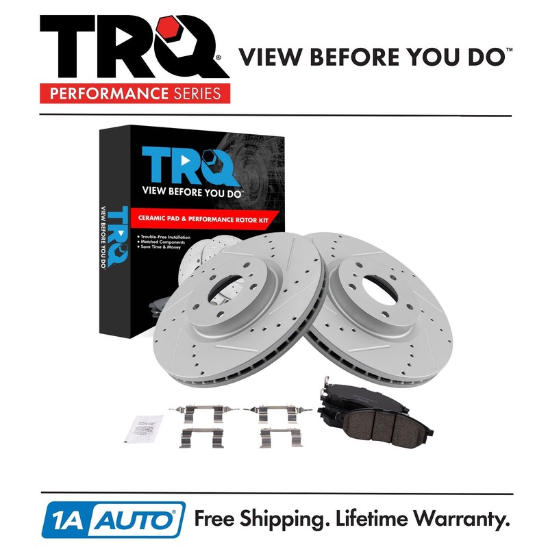 TRQ Performance Front Brake Pad & Rotor Kit Performance Fits INFINITI Nissan