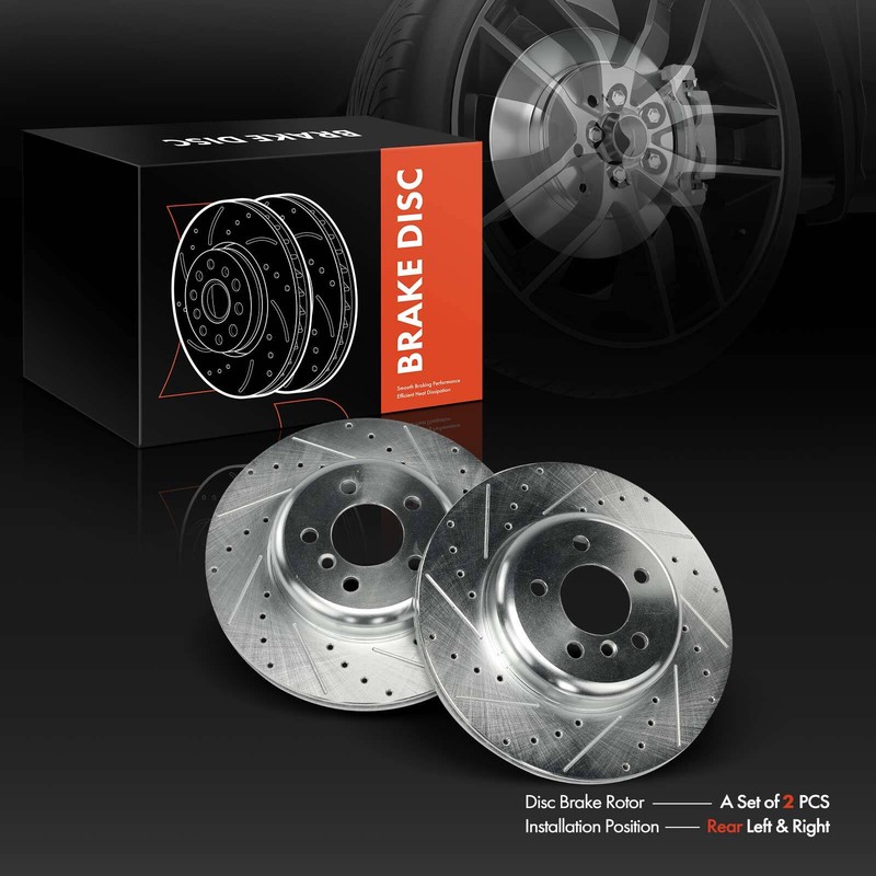 2x Rear LH & RH Drilled Brake Rotors for BMW F01 F10 F12 G30 G32 535i 640i 740i gallery