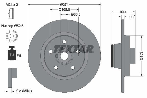 2x Brake Discs Set Rear Solid Fits Mercedes-Benz Nissan Renault TEXTAR 92196203 gallery