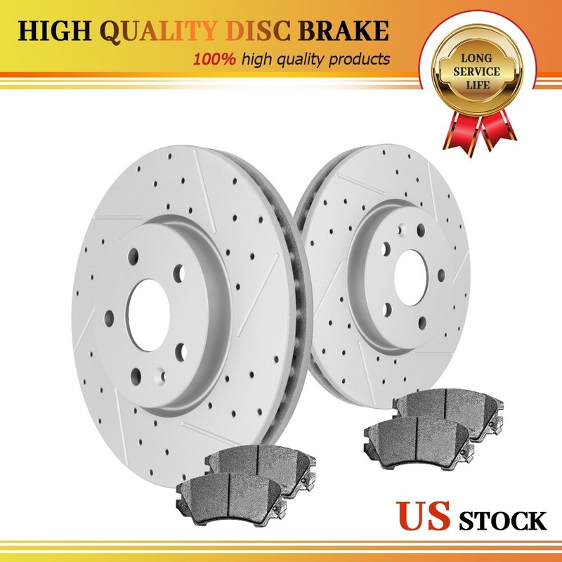 Front Brake Rotor + Ceramic Brake Pads For 2010 2011 2012 – 2015 Chevy Camaro V6