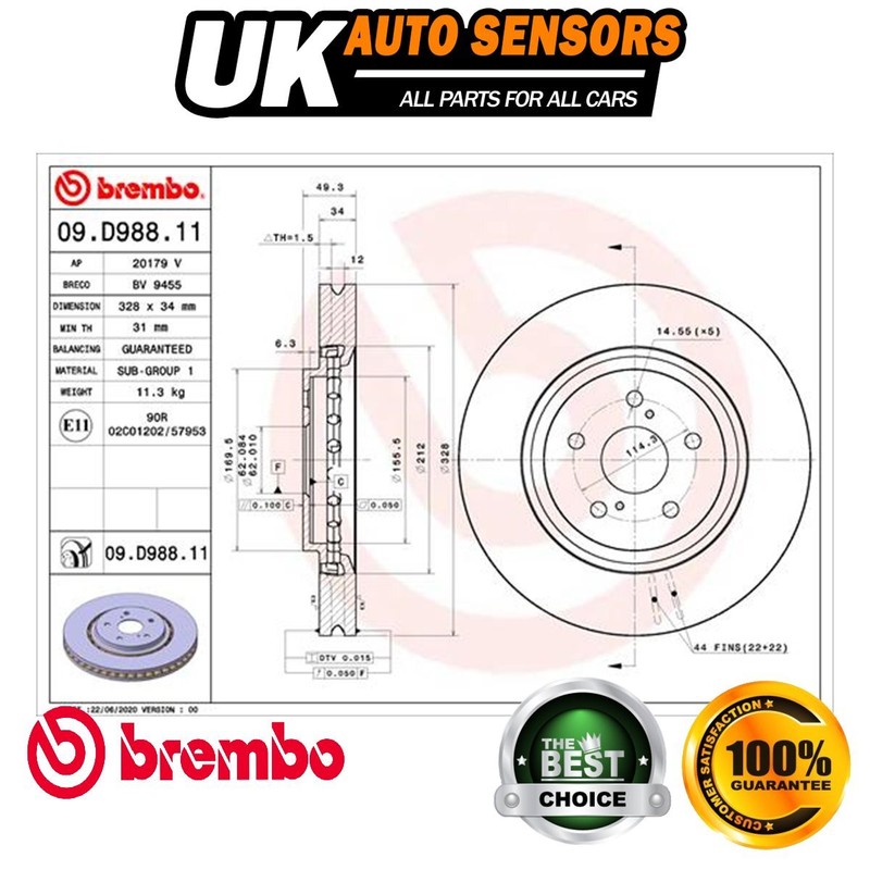 Fits Toyota RAV4 2018- 2.0 2.5 Brembo Front Brake Disc 4351248140