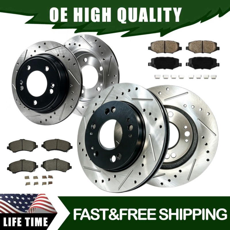 302mmFront316mm Rear Drilled Slotted Rotors Brakes Pads for Jeep Wrangler JK2018