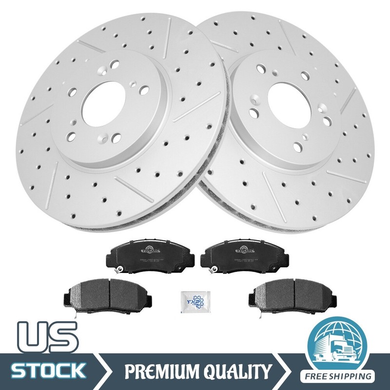 Front Drilled Brake Rotors And Ceramic Pads For Honda Accord Acura TSX CL TL