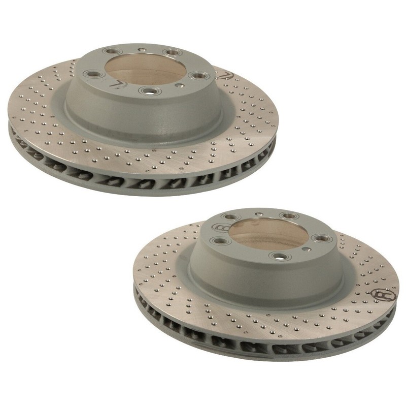 SHW Performance Pair Set 2 Rear 330mm Disc Brake Rotors For Porsche 991 911 H6