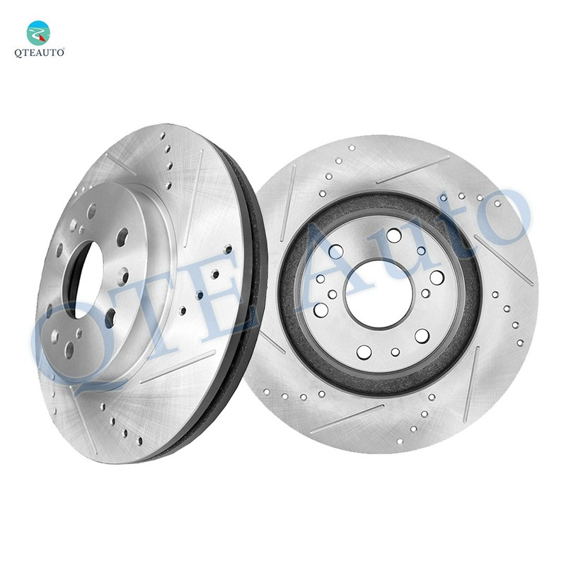 Front Drilled Slotted Brake Disc Rotors 329.95mm For 2013-2019 Cadillac XTS