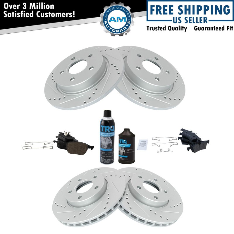 Performance Brake Rotor & Ceramic Pad Front & Rear Kit w/Chemicals