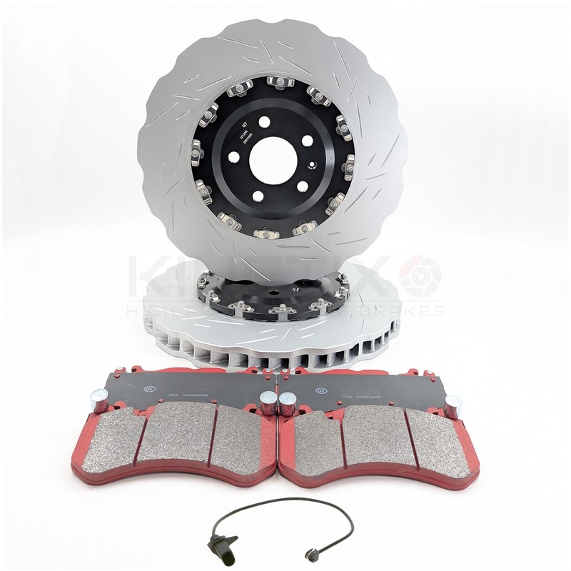 FOR AUDI RS6 C7 RS7 4G TWO PIECE FLOATING FRONT BRAKE DISCS CERAMIC PADS 390mm