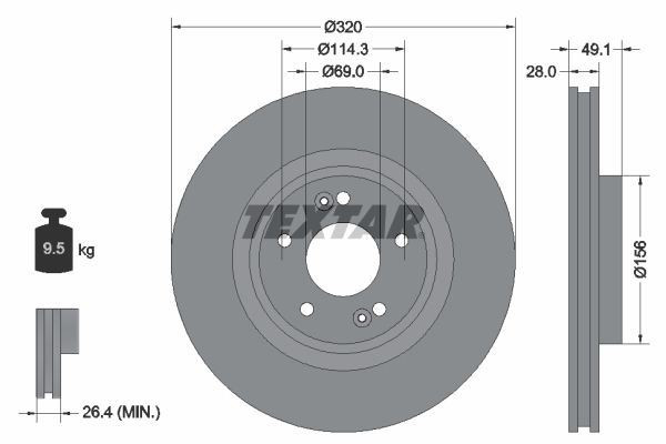 TEXTAR Brake Discs Front & Rear Braking Set Fits Hyundai Grand Santa Fe Santa Fe gallery