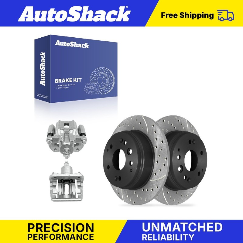 Rear Drilled Slotted Brake Rotors Calipers for Honda, Element 2003-2011