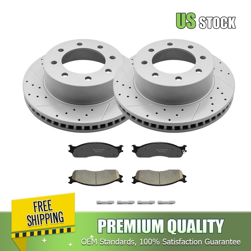 Front Drilled Rotors Brake Pads for 2006 – 2008 Dodge Ram 1500 2500 3500 4000