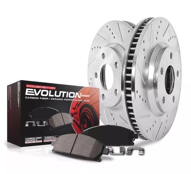 Powerstop Cross Drilled Slotted Front Brake Kit With Pads For Subaru Impreza