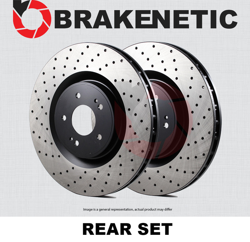 REAR SET BRAKENETIC Premium Cross Drilled Brake Rotors SOLID BNP35090.CD