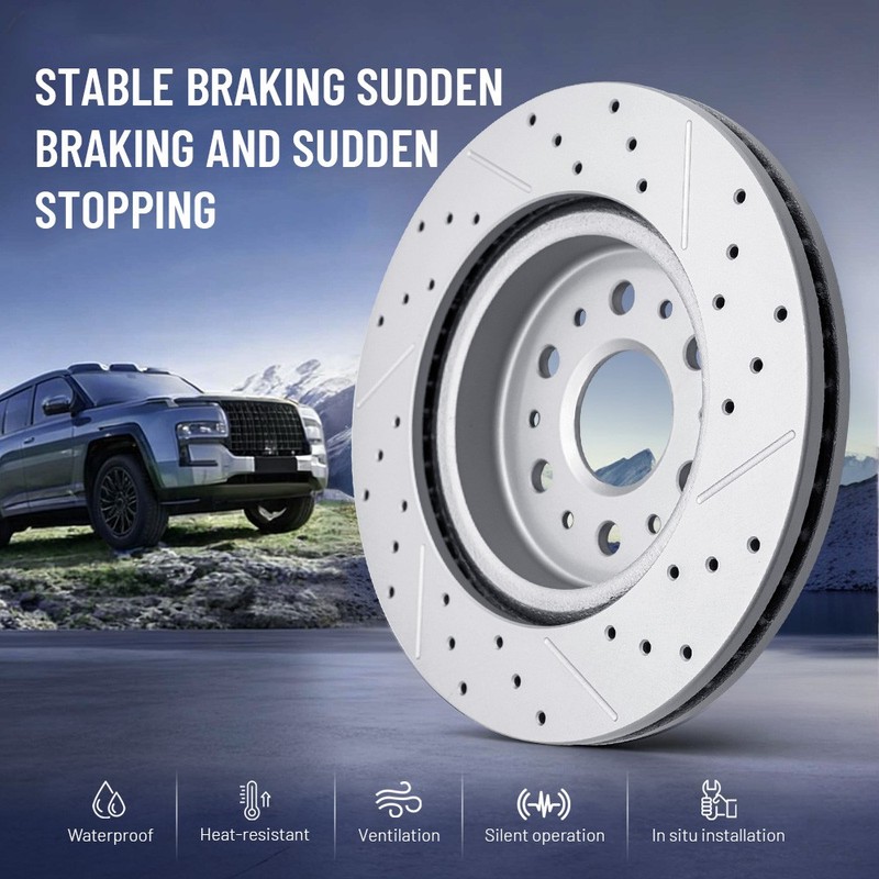 Front & Rear Drilled Brake Rotors Ceramic Pads Kit for 2010 2011 Kia Soul 2.0L gallery