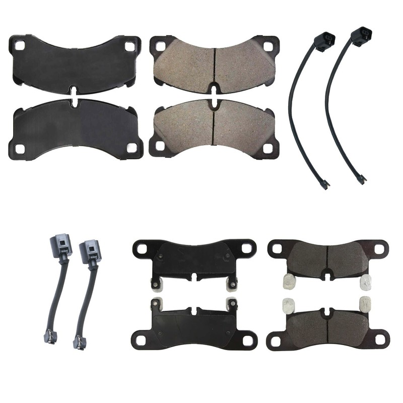 Front & Rear Disc Brake Pad & Pad Wear Sensor Kit for Porsche Cayenne 11-14