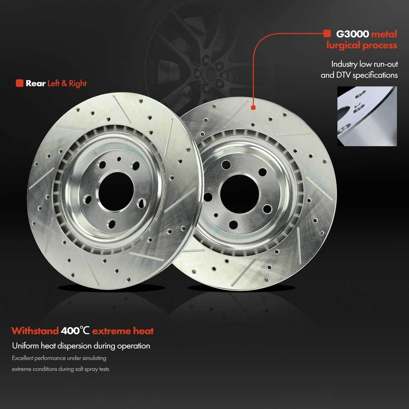 2x Rear Drilled Brake Rotor for Audi A4 allroad A4 Quattro A5 A6 Porsche Macan gallery