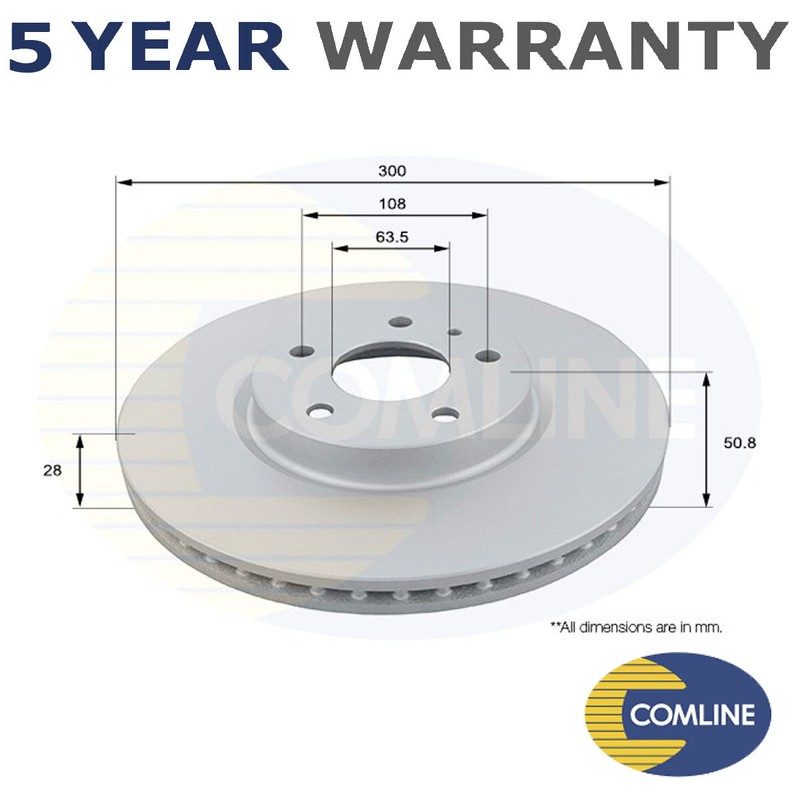 Comline Front Brake Disc Fits Ford Mondeo 2014- 1.0 1.5 dCi 1.6 2.0 #1