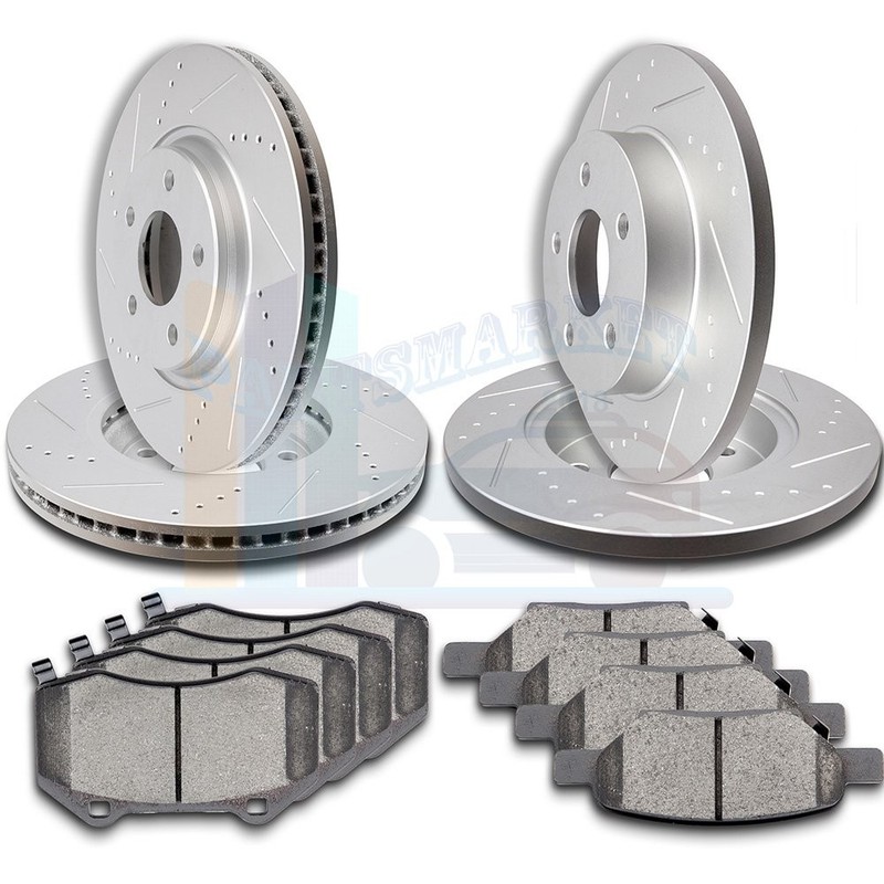 2X Front & 2X Rear Discs Brake Rotors and Pads For 2008-2010 Chevrolet HHR Drill