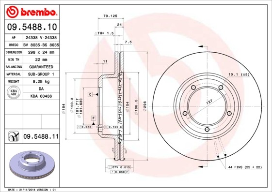 Brembo 09.5488.11 Brake Disc for Land Rover