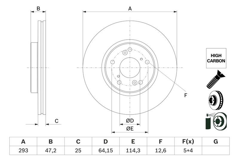 2x 0 986 479 G58 Bosch Brake Disc for Honda