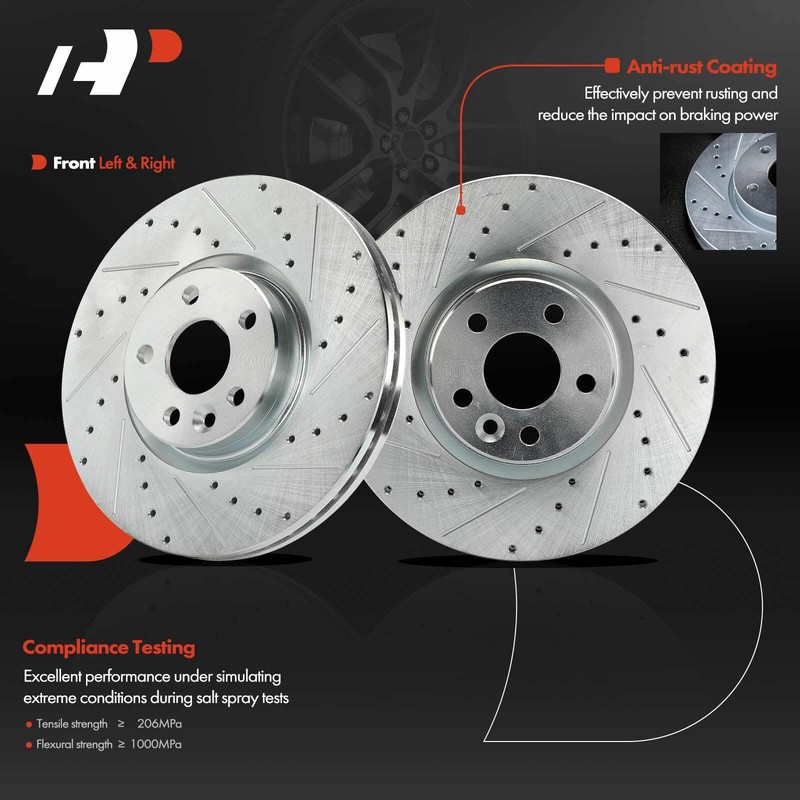 A-Premium Front Side Drilled Brake Rotor & Ceramic Pads for Volvo XC60 2016 2017 gallery