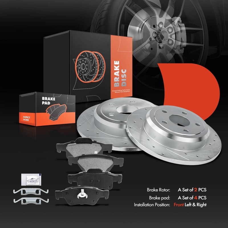 Drilled Rotors & Ceramic Brake Pads for Dodge Durango Jeep Grand Cherokee Rear gallery