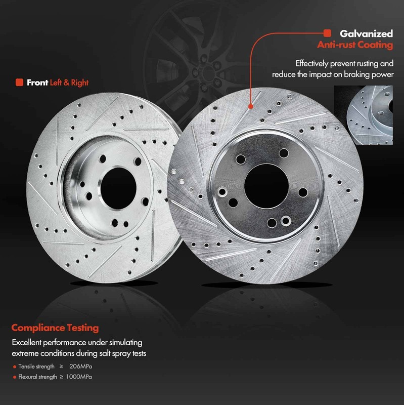 Front & Rear Drilled Brake Rotor & Ceramic Brake Pads for Mercedes-Benz CLK320 gallery