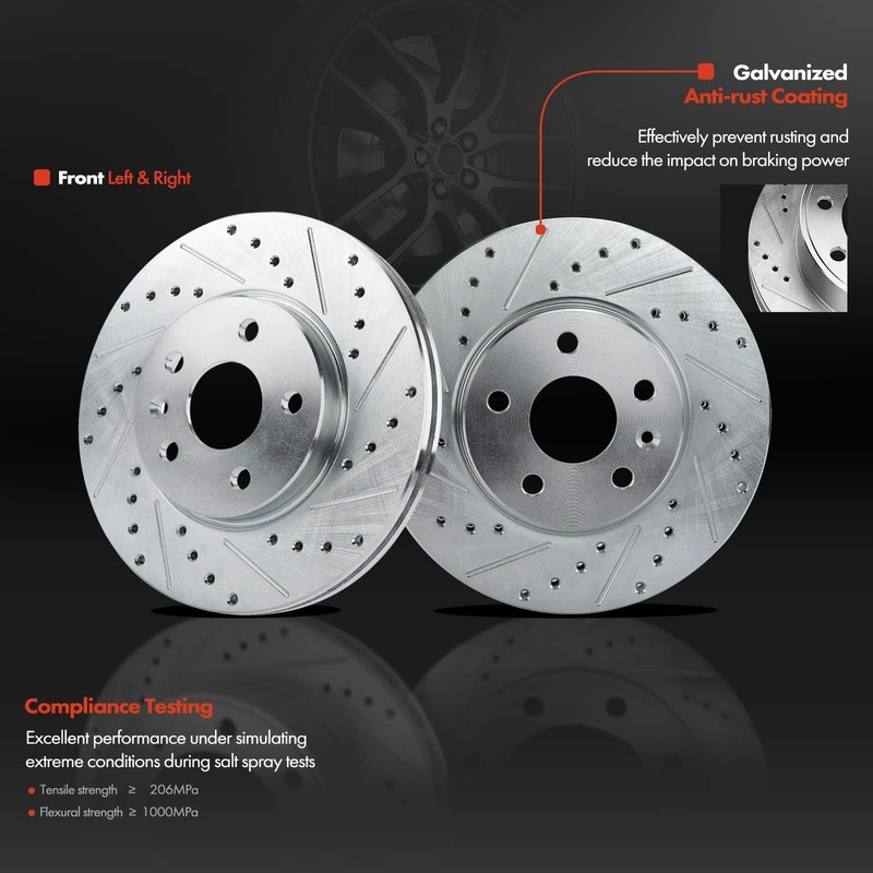 Front Drilled Brake Rotors & Pads + Caliper for Chevrolet Cruze 2011-2015 Sonic gallery