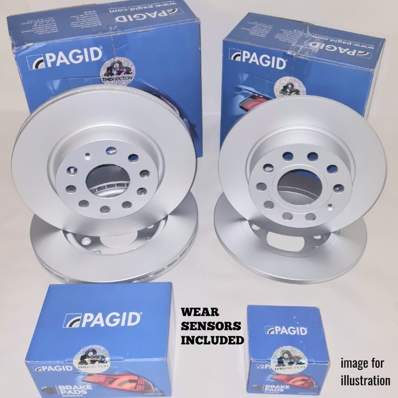 FRONT AND REAR PAGID BRAKE DISCS PADS & SENSOR FOR AUDI Q5 2.0 QUATTRO TDI 2016+