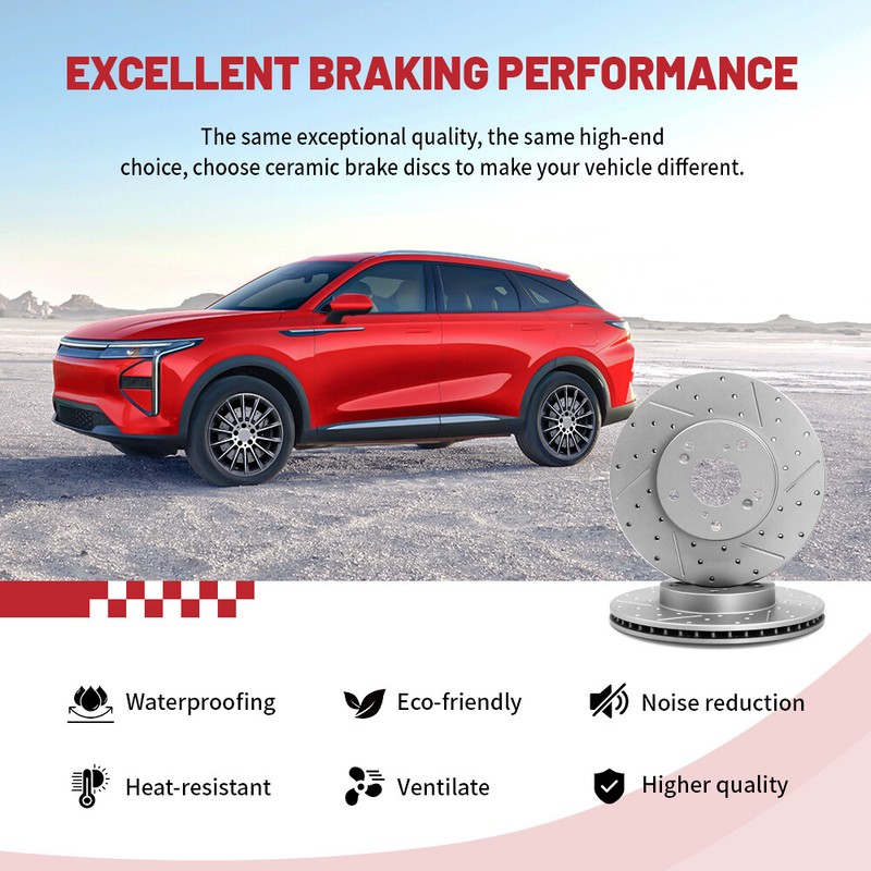 Front and Rear Disc Drilled Rotors+Ceramic Brake Pads for 2006-2018 Toyota RAV4 gallery