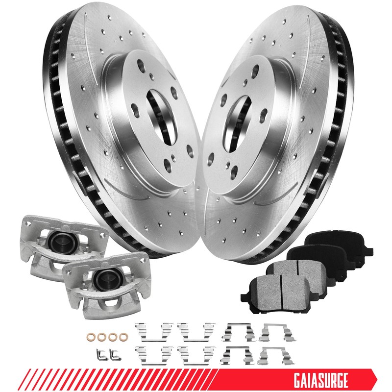 Front Brake Caliper Rotor + Pads For 98-04 Toyota Avalon 1997-2001 Lexus ES300