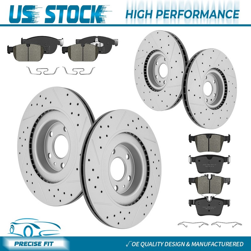 Front & Rear Drilled Brake Rotors+Ceramic Pads for 2019-2025 Volvo S60 AWD XC90