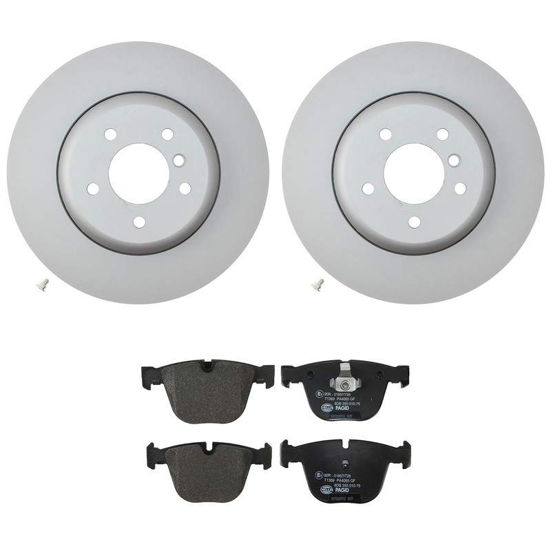 Hella Rear Rotors Low-Met Disc Brake Pad Kit For BMW E60 535i 550i 645Ci 650i