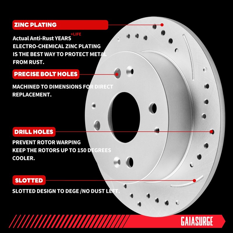262mm Rear Disc Brake Rotors & Pads + Brake Calipers for Hyundai Elantra 11-16 gallery