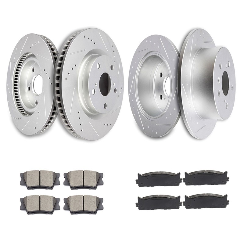 Front & Rear Drilled Rotors + Brake Pads For 2007-2011 Toyota Camry Lexus Es350