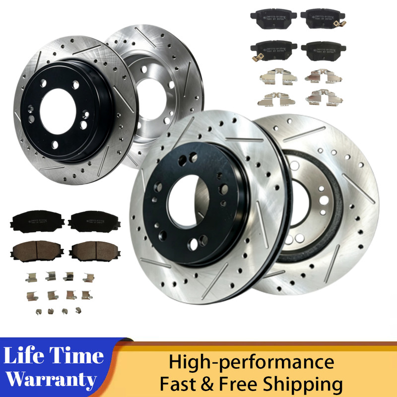 Front Rear Drilled Rotor Brake Pad For Toyota Matrix2009 2010 2012 2013 1.8L FWD