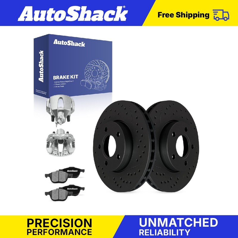 Front Drilled Slotted Brake Rotors Pads Calipers for Ford, Focus 2012-2018