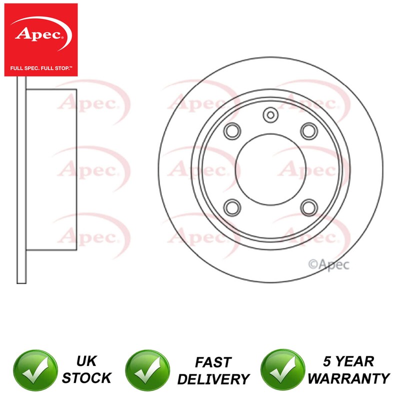 1x Brake Disc Rear Apec Fits Citroen Xantia 1993-2001 95667811