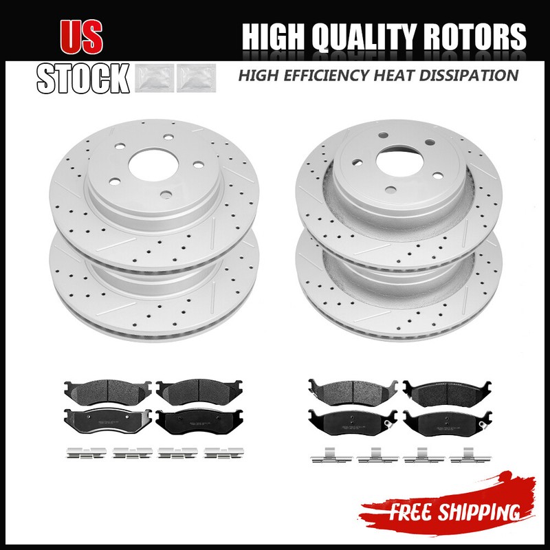 Front Rear Rotors And Ceramic Brake Pads for 2004 2005 Dodge Ram 1500 Durango