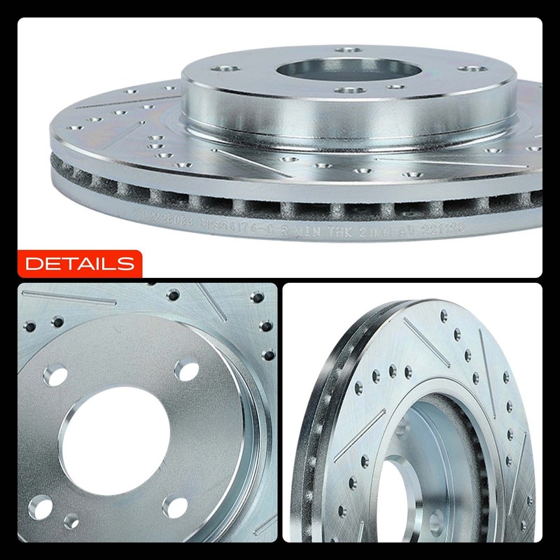 A-Premium Front Side Drilled Brake Rotors for Ford Fiesta 2011-2019 L4 1.0L 1.6L gallery